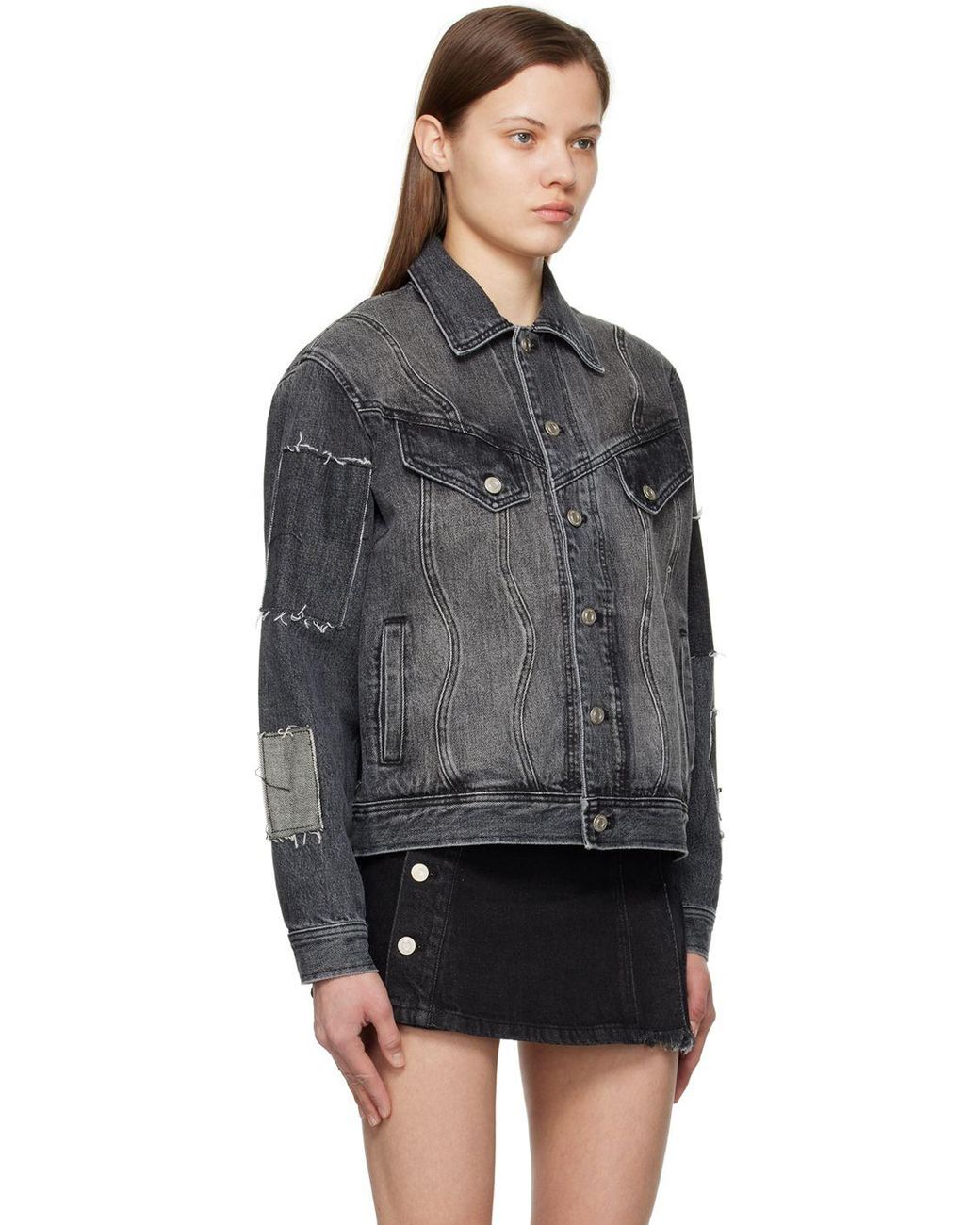 ANDERSSON BELL Gray Patchwork Denim Jacket in Black | Lyst