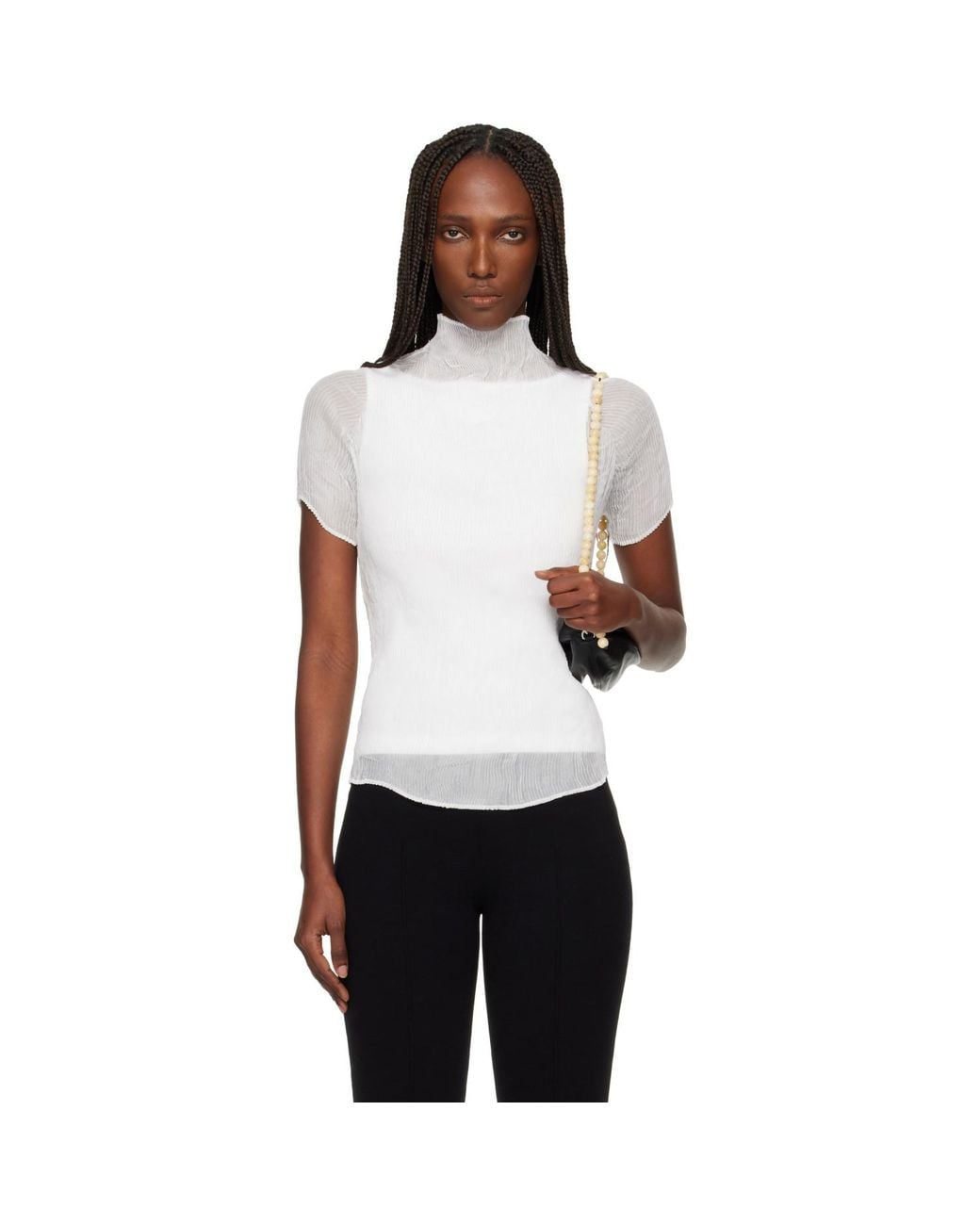 Issey Miyake Black Chiffon Twist T-Shirt