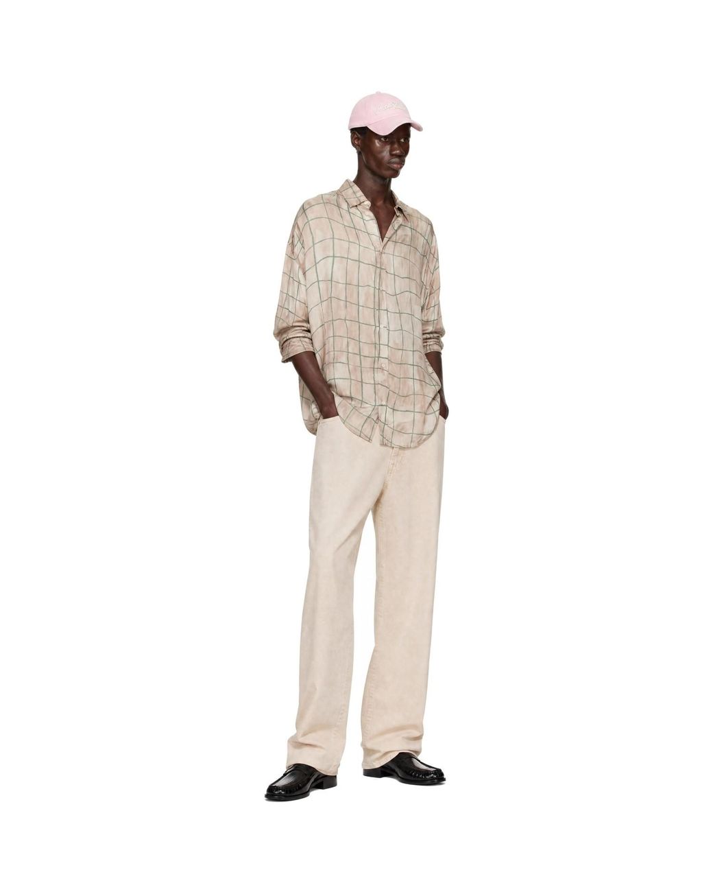 Acne Natural Checkered Shirt for men