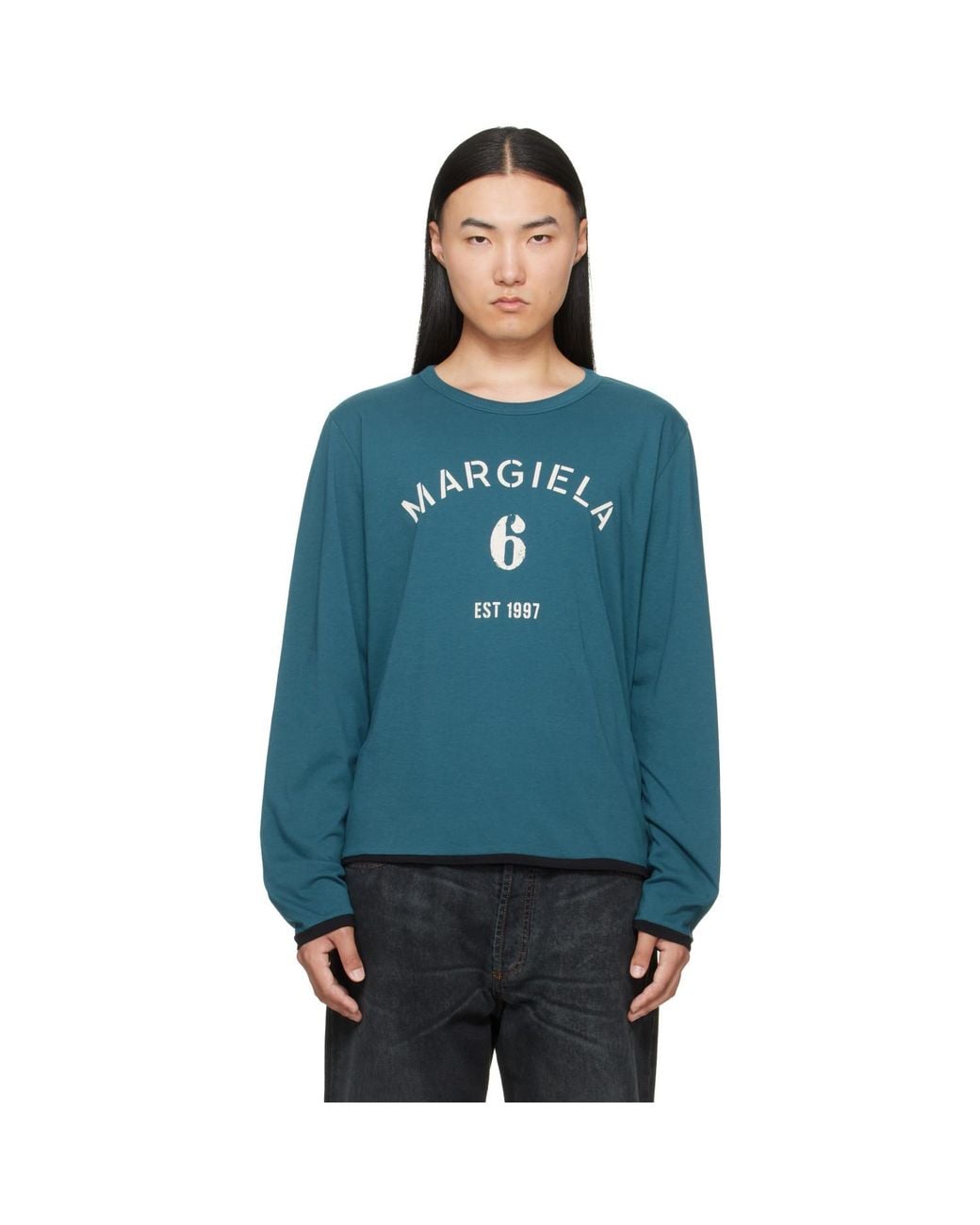 MM6 by Maison Margiela Blue Long-Sleeved Reversible T-Shirt for men