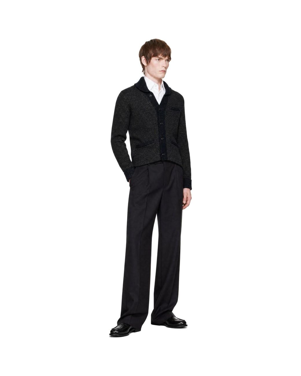 RRL Black Wool Shawl Cardigan for men
