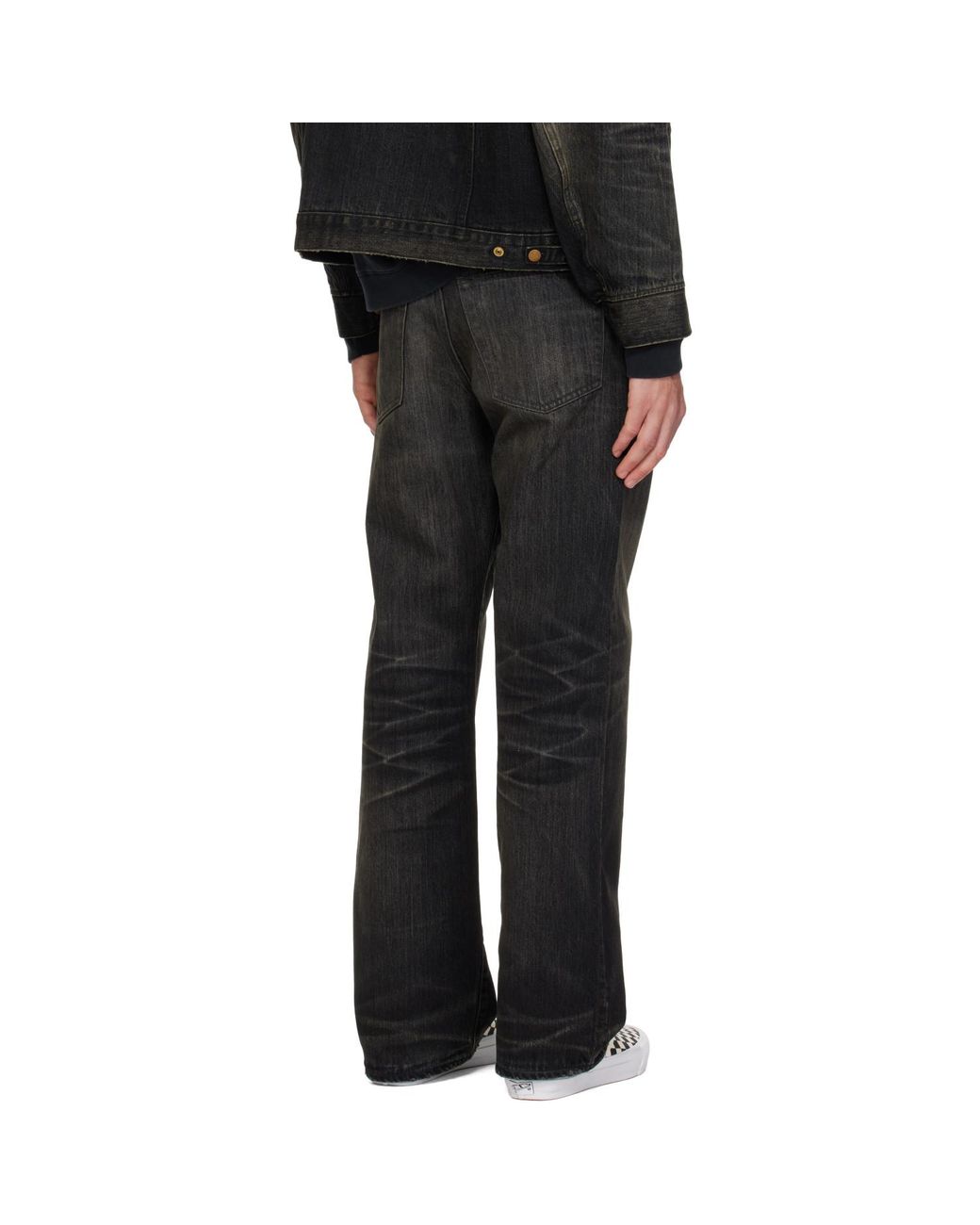 KAMIYA Black Distressed Straight Jeans for men