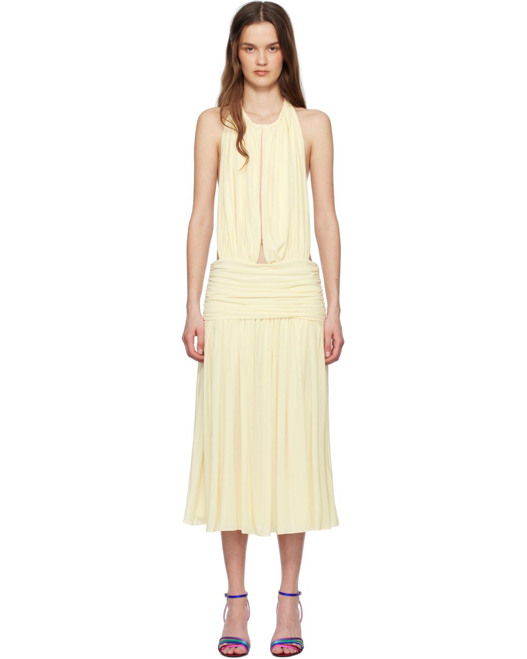chinese dress ladies La Piscine Lady Length Dress in Butter  Mirror Palais