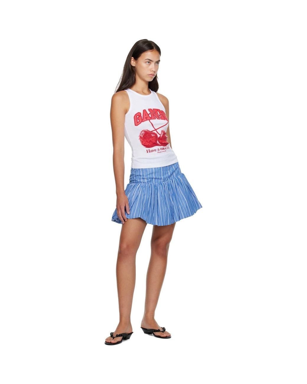 Ganni Blue Stripes Miniskirt