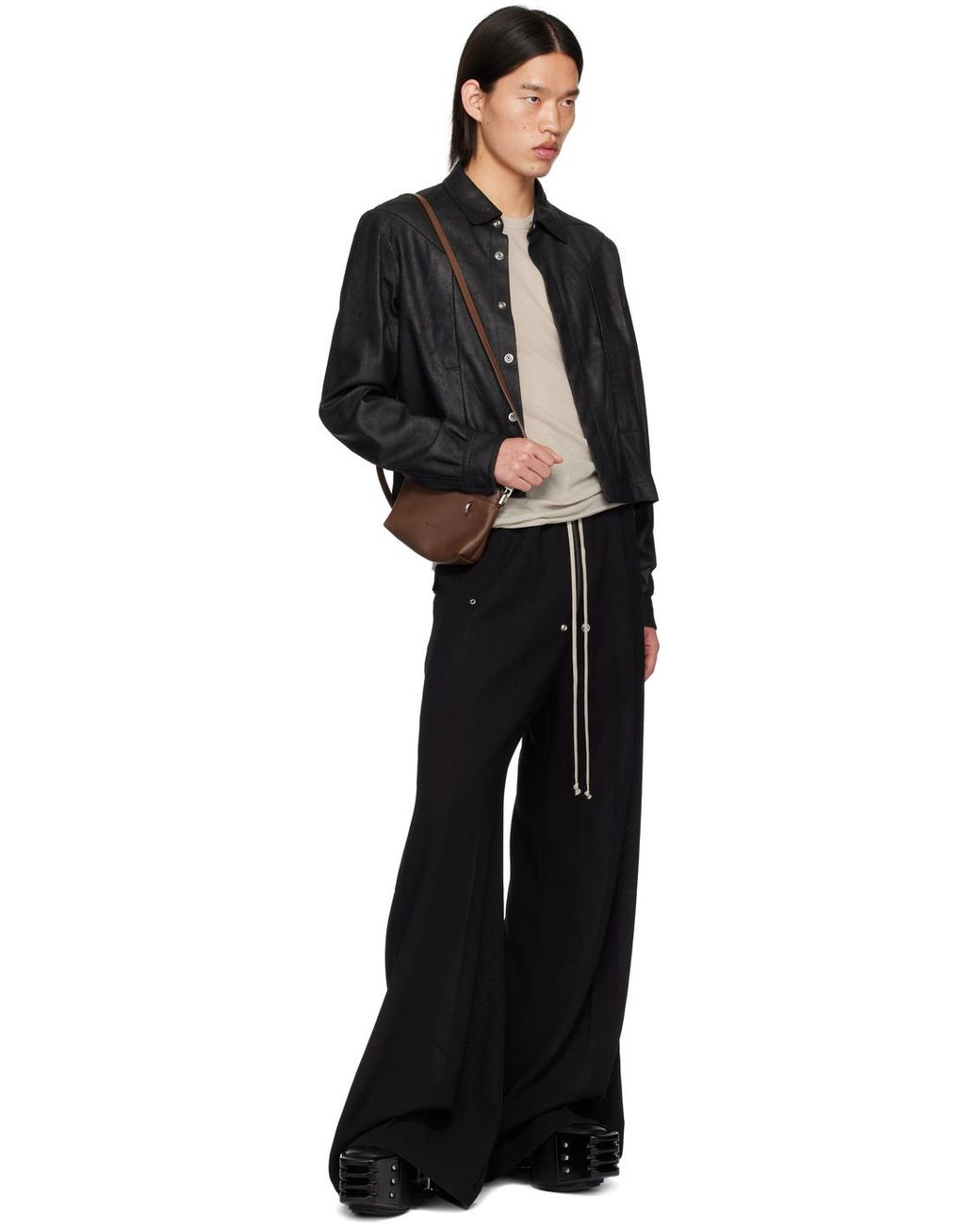 Rick Owens Porterville Alice Strobe Leather Jacket in Black for