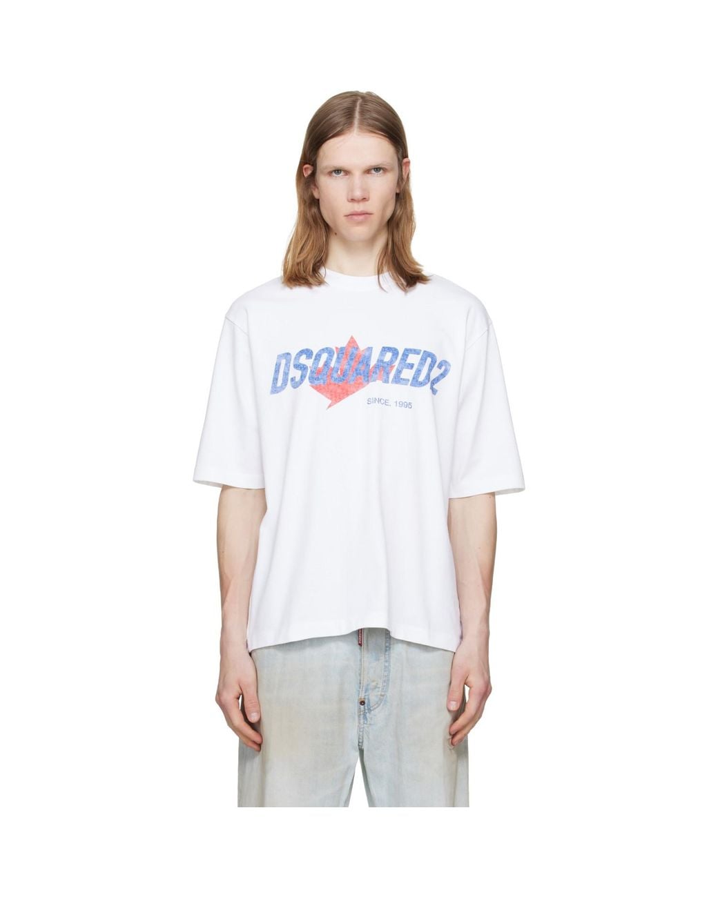 DSquared² White Rider Loose Fit T-Shirt for men