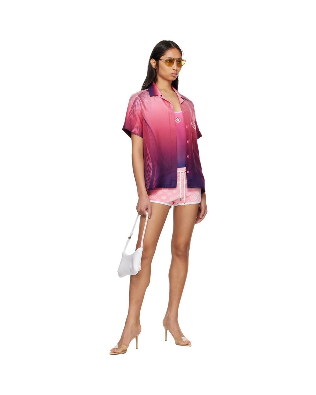Casablanca Red Gradient Short Sleeve Silk Shirt