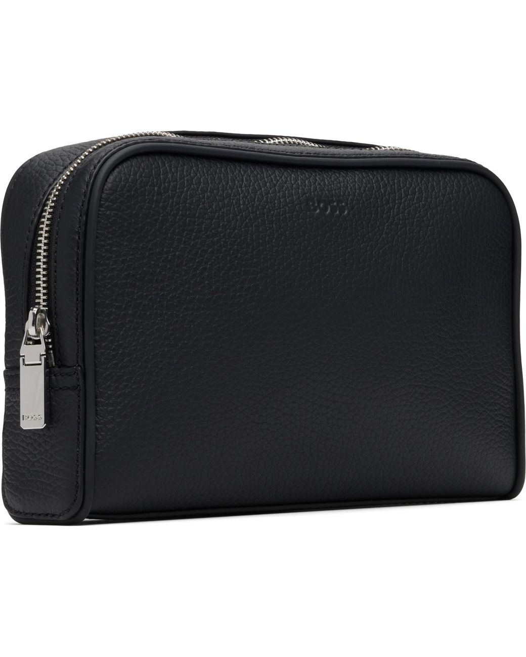 Boss Black Grained Leather Pouch for men