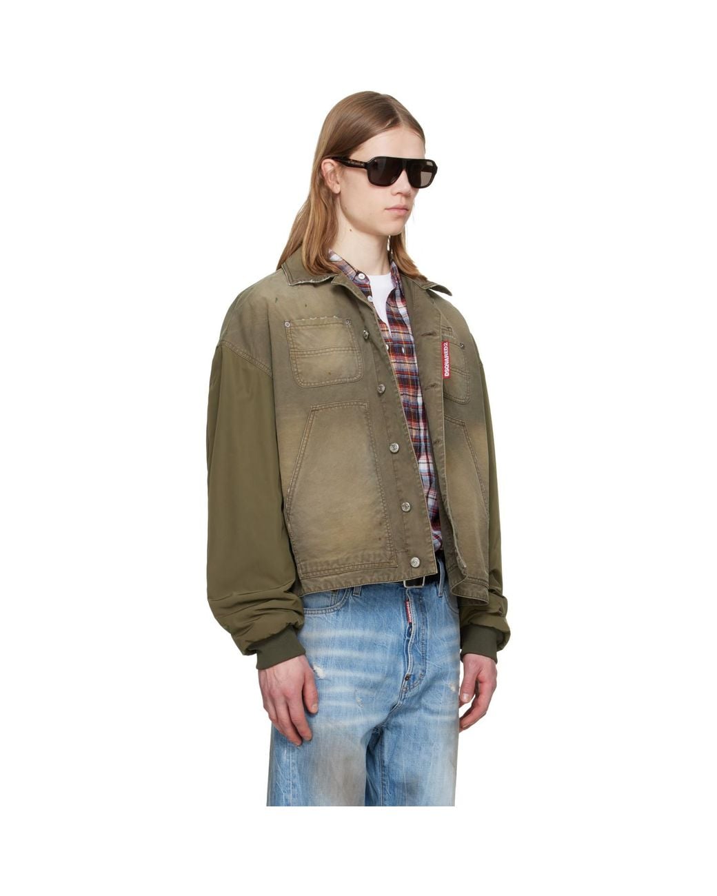 DSquared² Black Khaki Garment Dyed Carpenter Kaban Jacket for men