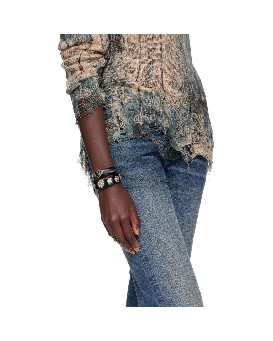 Toga Black Double Leather Bangle Bracelet
