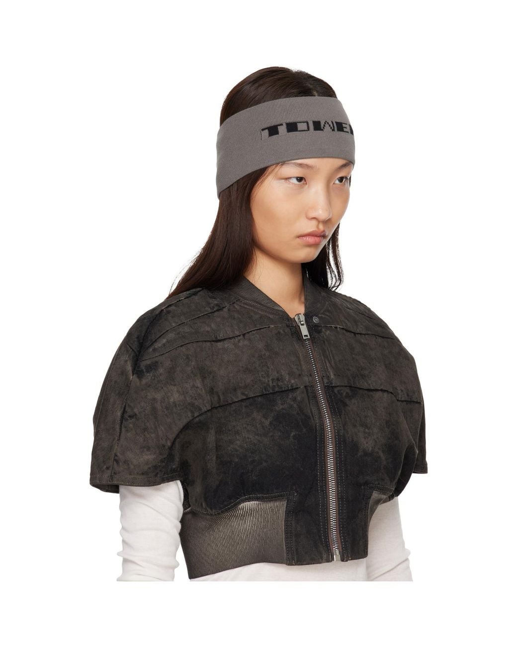 Rick Owens Gray Tower Cotton Knit Headband