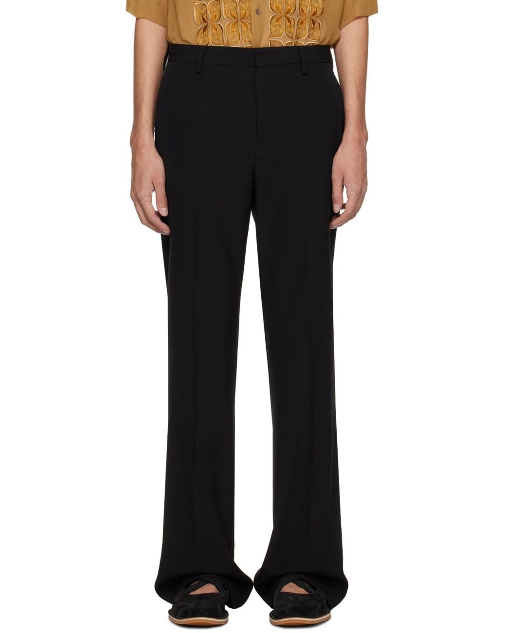 メンズ Dries Van Noten クリース トラウザーズ ブラック | Lyst