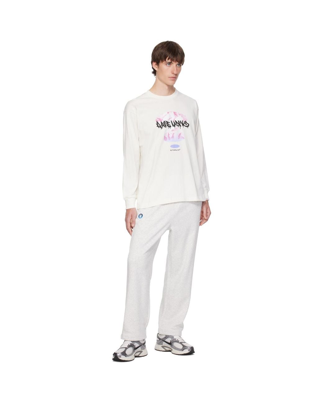 Aape By A Bathing Ape White Aape Main Skate Long T-Shirt for men