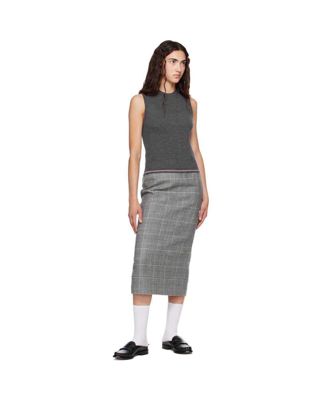 Thom Browne Gray Merino Wool Rwb Stripe Tank Top