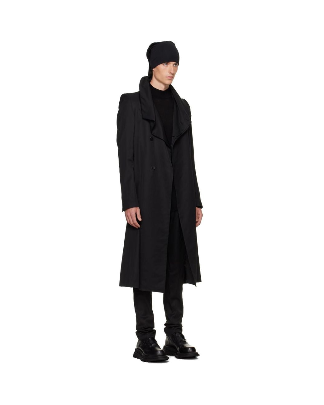 Julius Black Covered Neck Coat for men