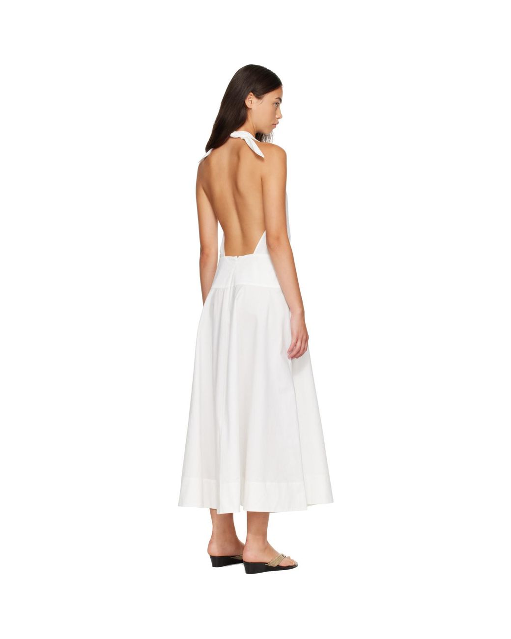 St. Agni White Halter Circle Hem Midi Dress
