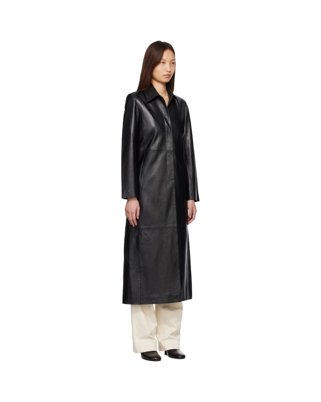Nour Hammour Black Gotham Leather Coat