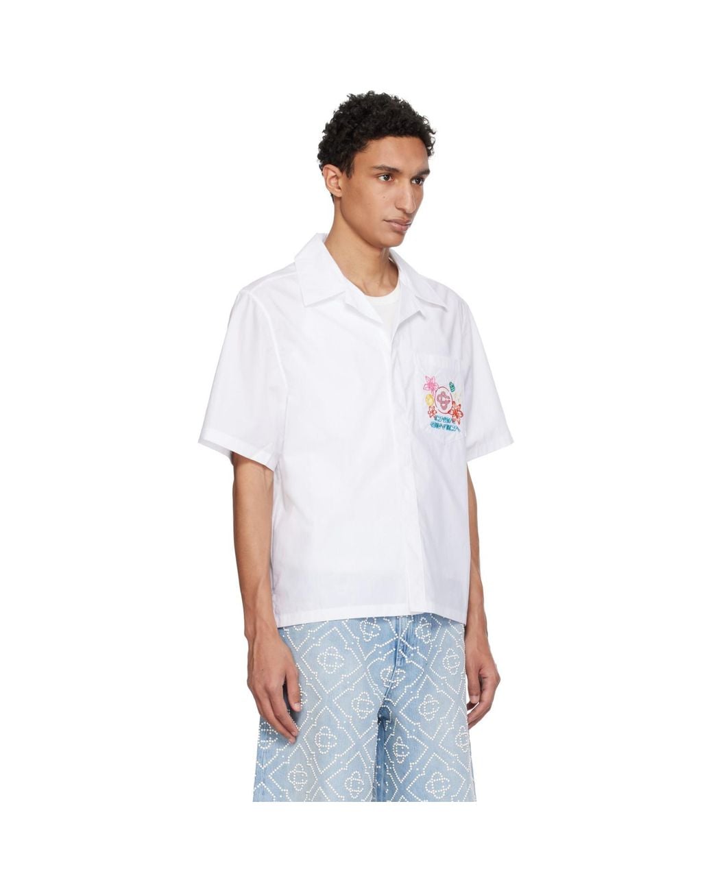 Casablanca White Collage D'Icones Graphiques Embroidered Shirt for men