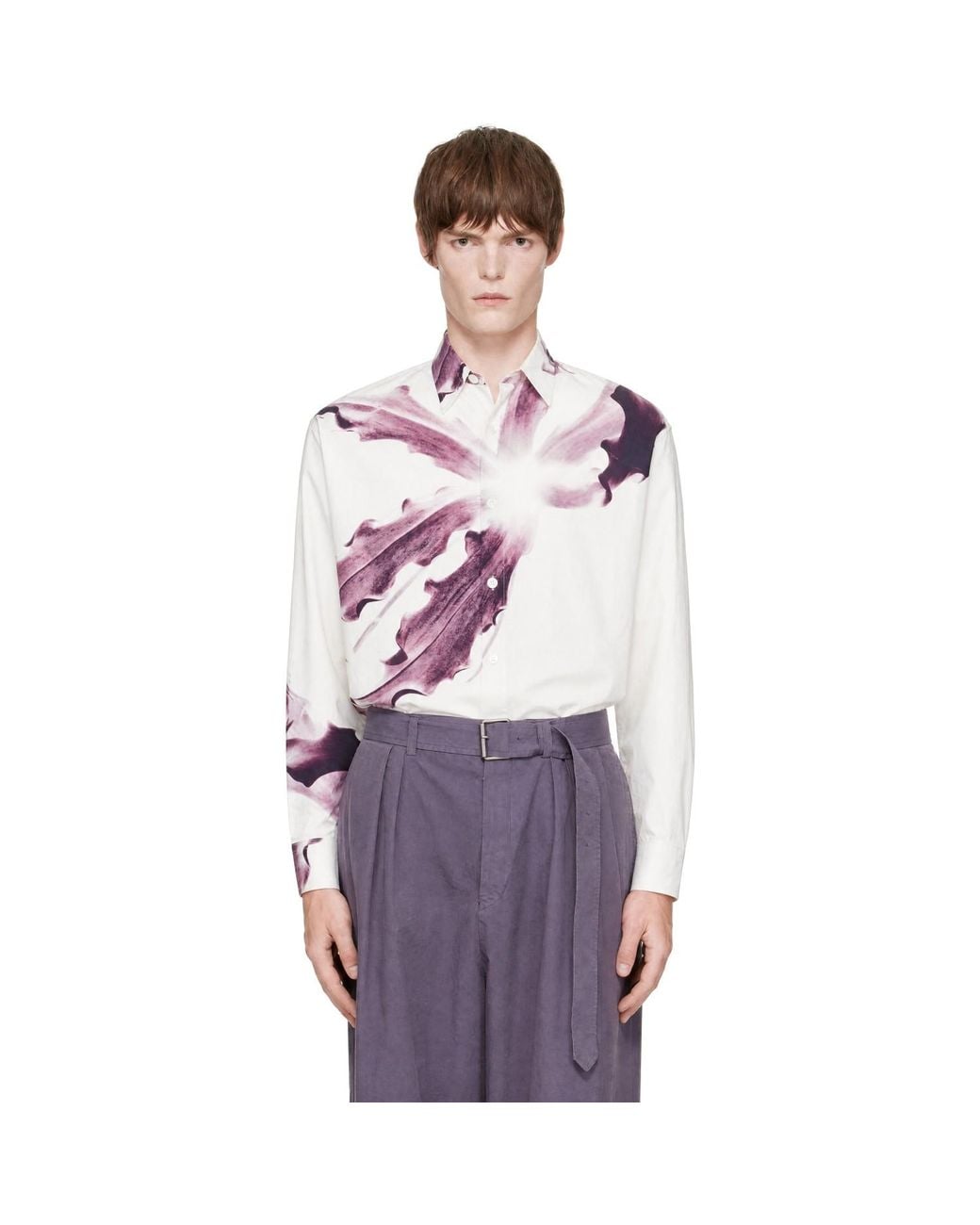 Dries Van Noten Purple Flower Shirt for men