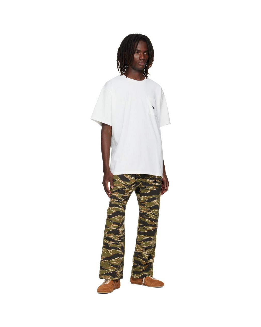 Needles Green Khaki Cotton Ripstop Camo String Fatigue Trousers for men