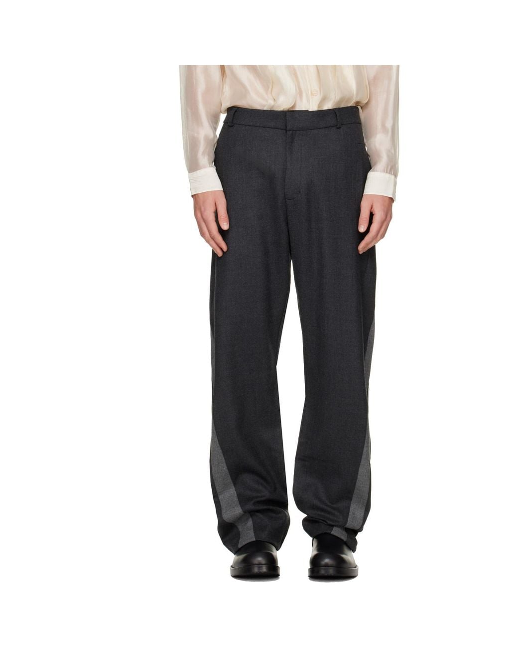 Edward Cuming Gray Twisted Tailored Trousers for men