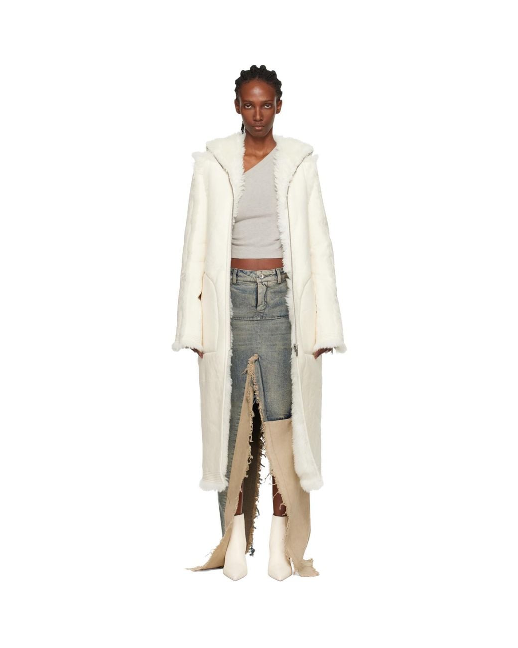 Rick Owens Black Off- Concordians Klaus Reversible Shearling Coat