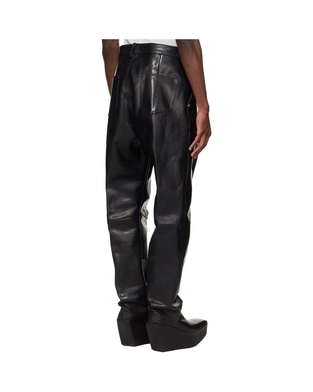 Rick Owens Black Temple Leather Pants for men