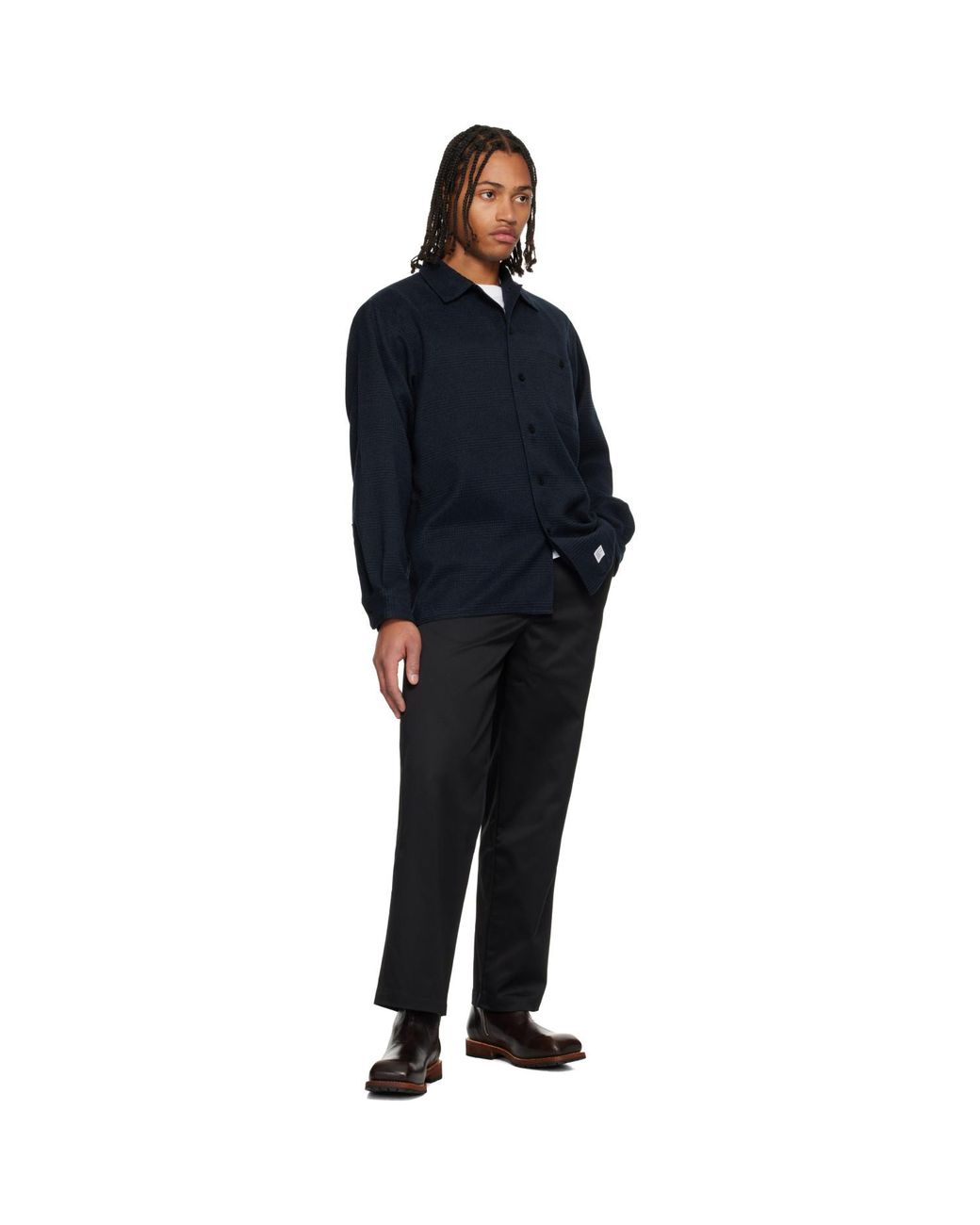 (w)taps Black Plaid Shirt for men