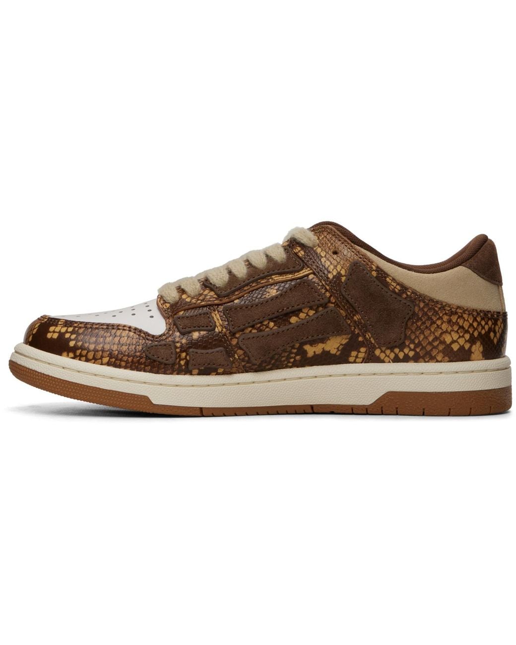 Amiri Brown Printed Python Skel Top Low Sneakers for men