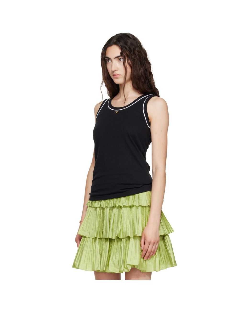 Valentino Green Cotton Jersey Vlogo Tank Top