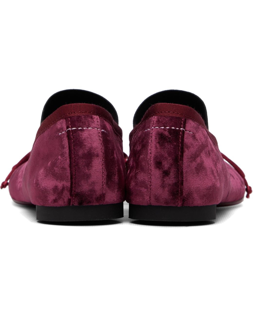 MM6 by Maison Margiela Red Burgundy Velvet Ballerina Flats