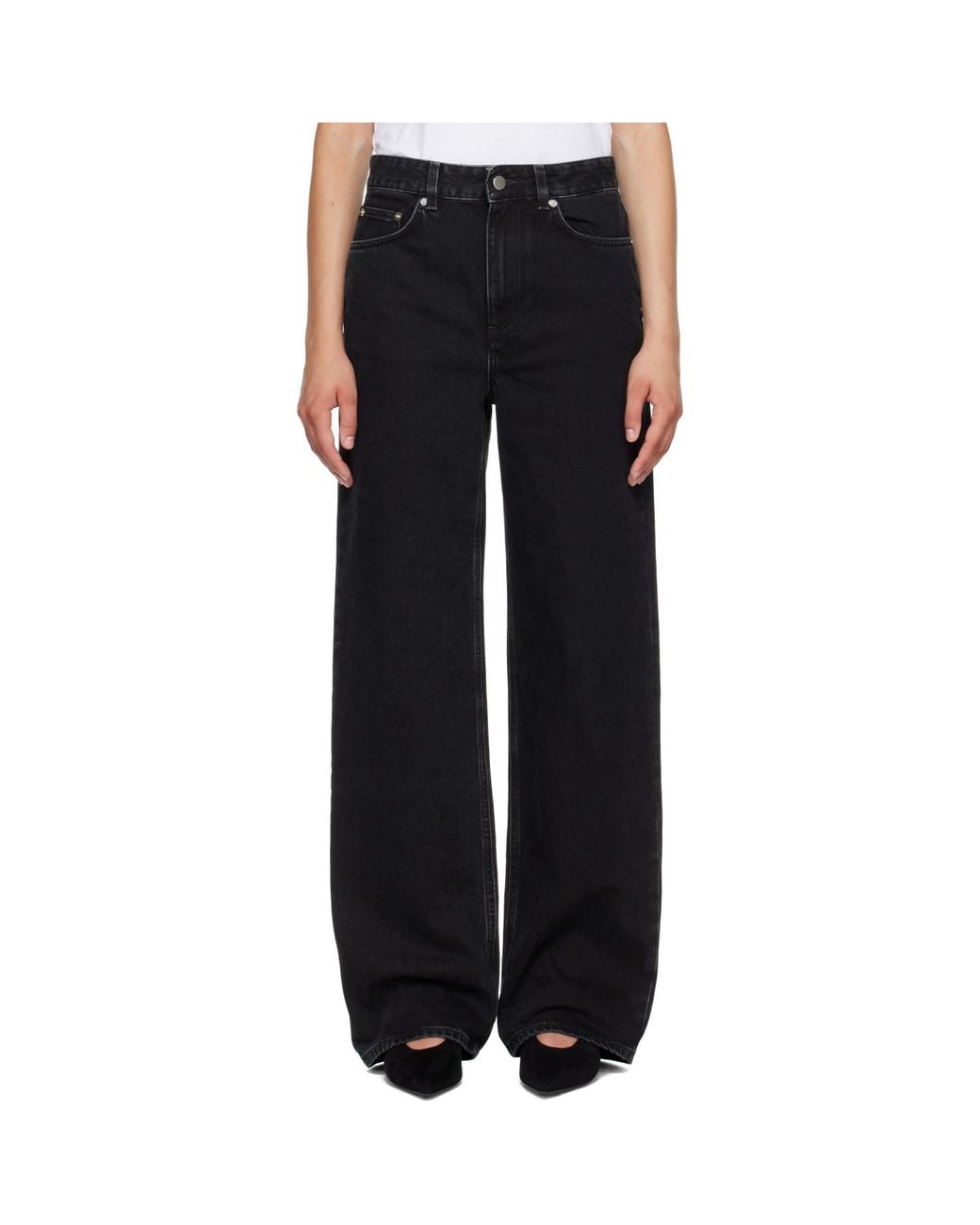 Loulou de Saison Black Mico Wide Leg Jeans