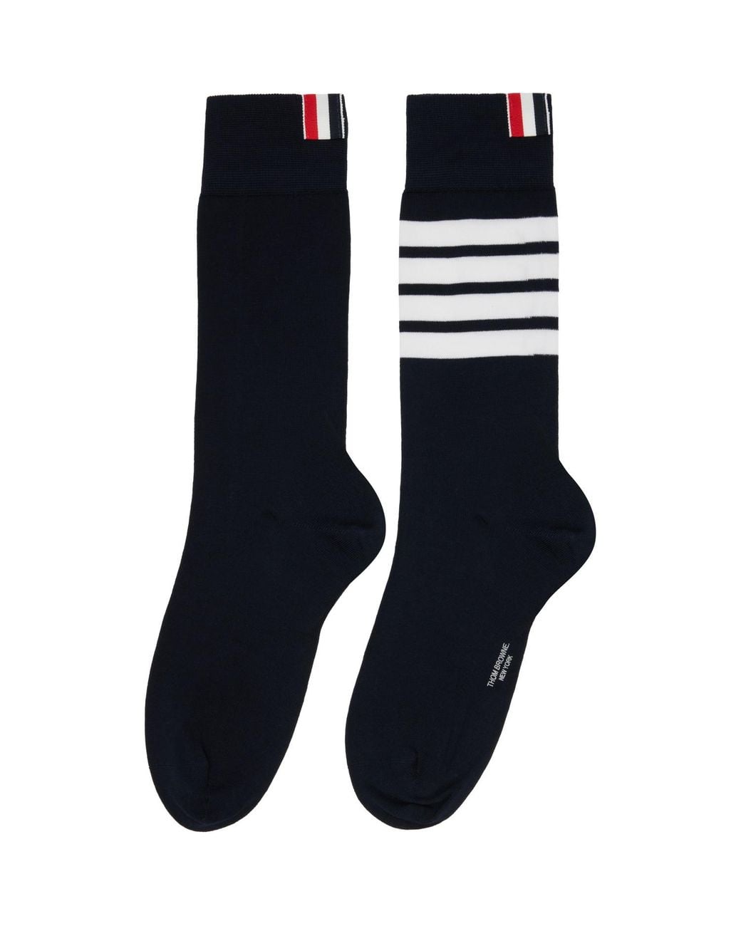 Thom Browne Black Cotton 4-Bar Mid Calf Socks