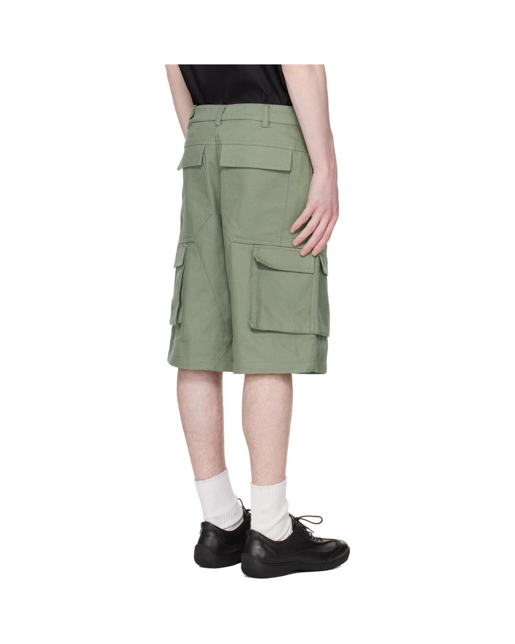 HELIOT EMIL Green Cellulae Cargo Shorts for men