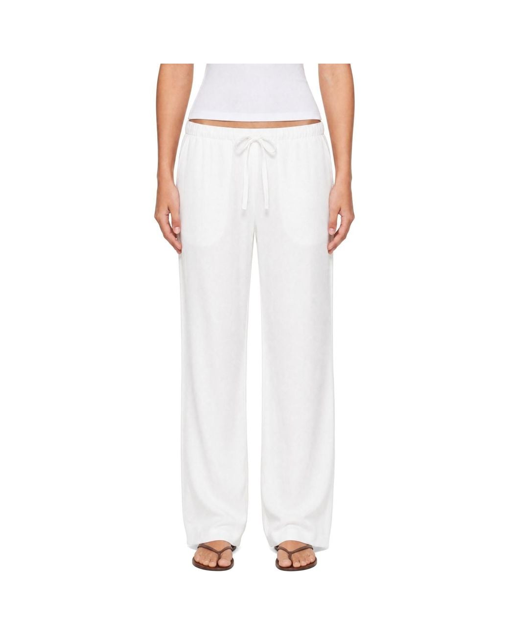 Leset White Daniel Drawstring Pocket Trousers