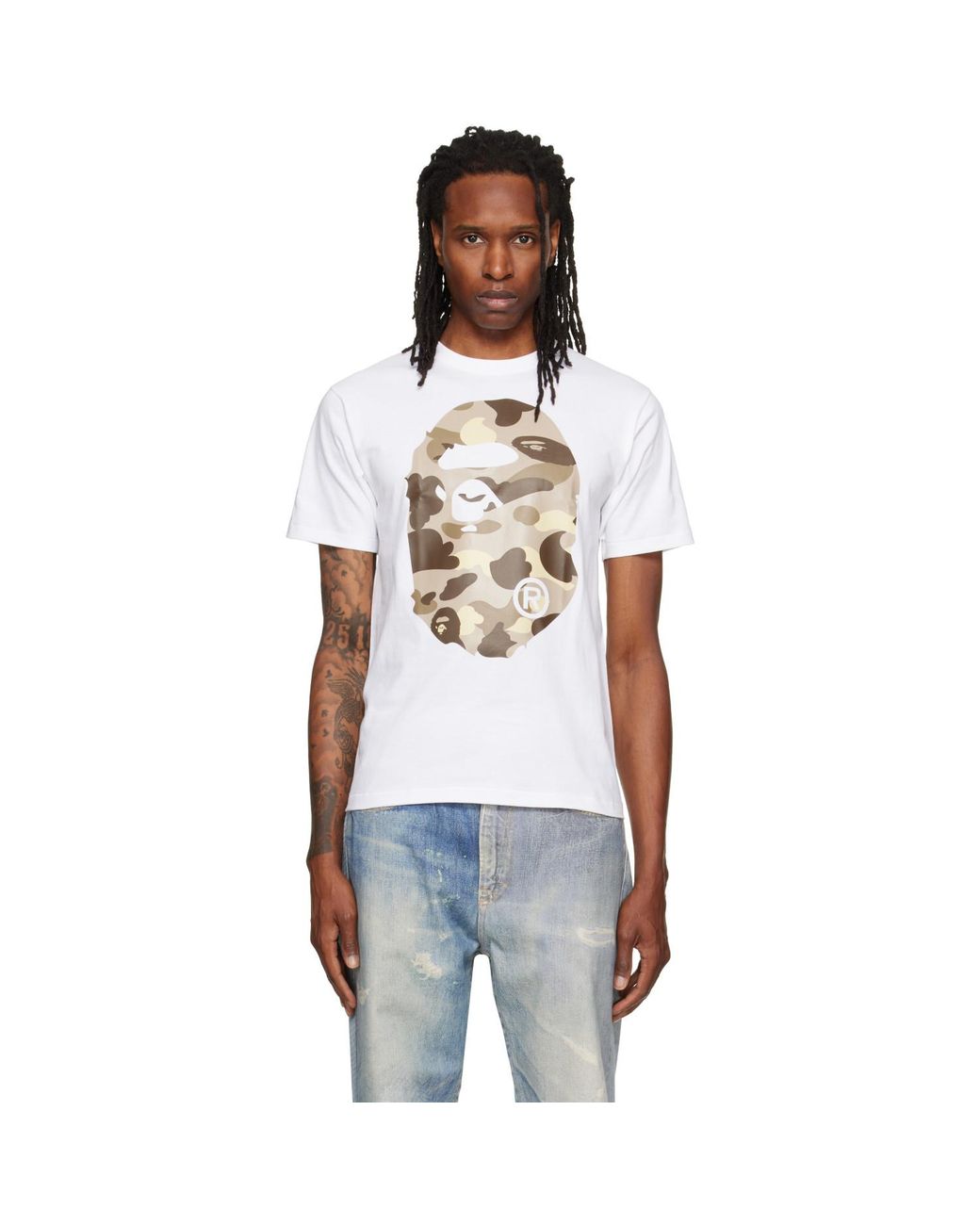 A Bathing Ape White Color Camo Big Ape Head T-Shirt for men
