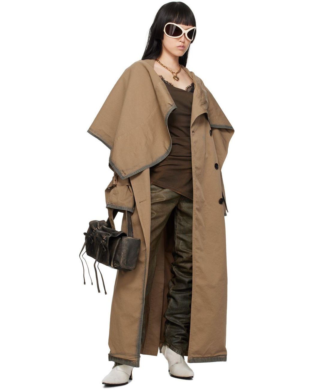 Shawl collar shop trench coat