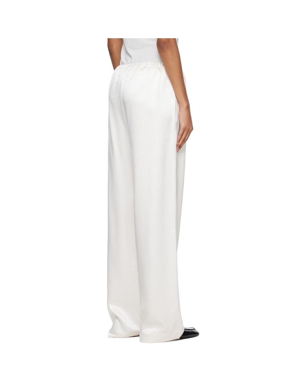 Rohe White Relaxed Fit Satin Trousers