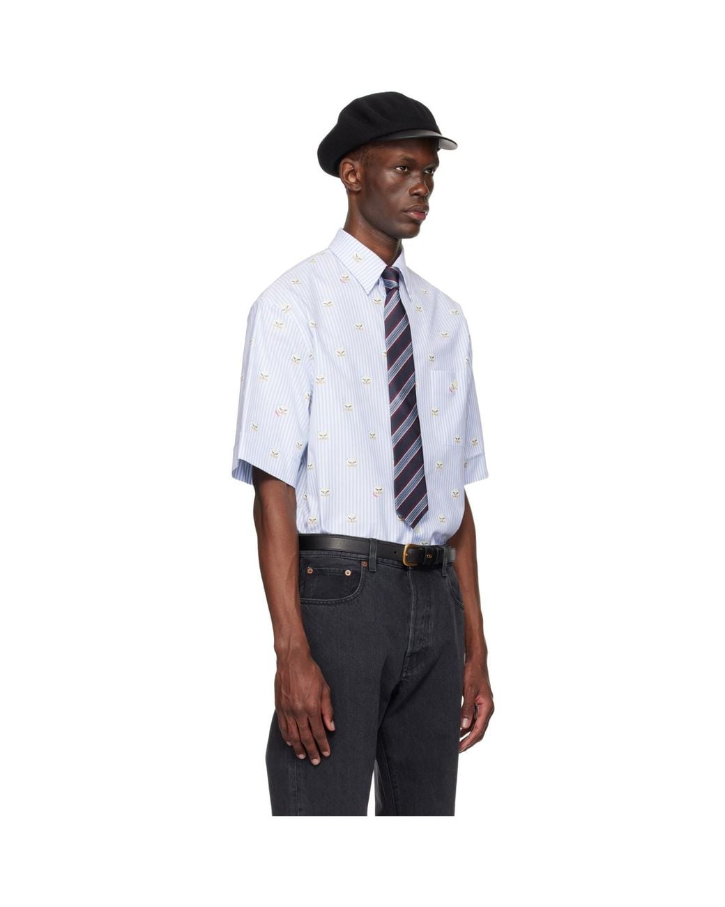 Valentino White Cotton Oxford 'Le Chat De La Maison' Shirt for men