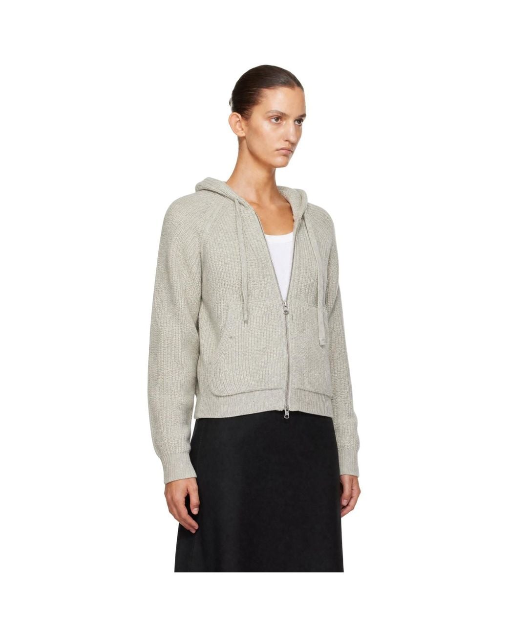 DUNST Gray Hooded Knit Cardigan