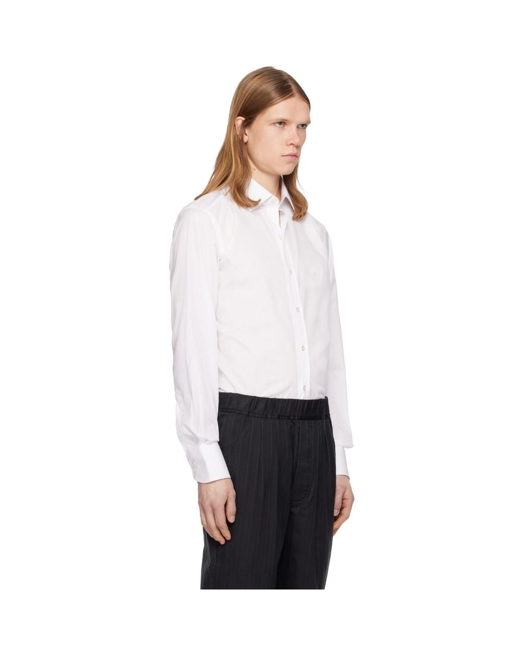 Tom Ford White Stretch Poplin Slim Fit Shirt for men