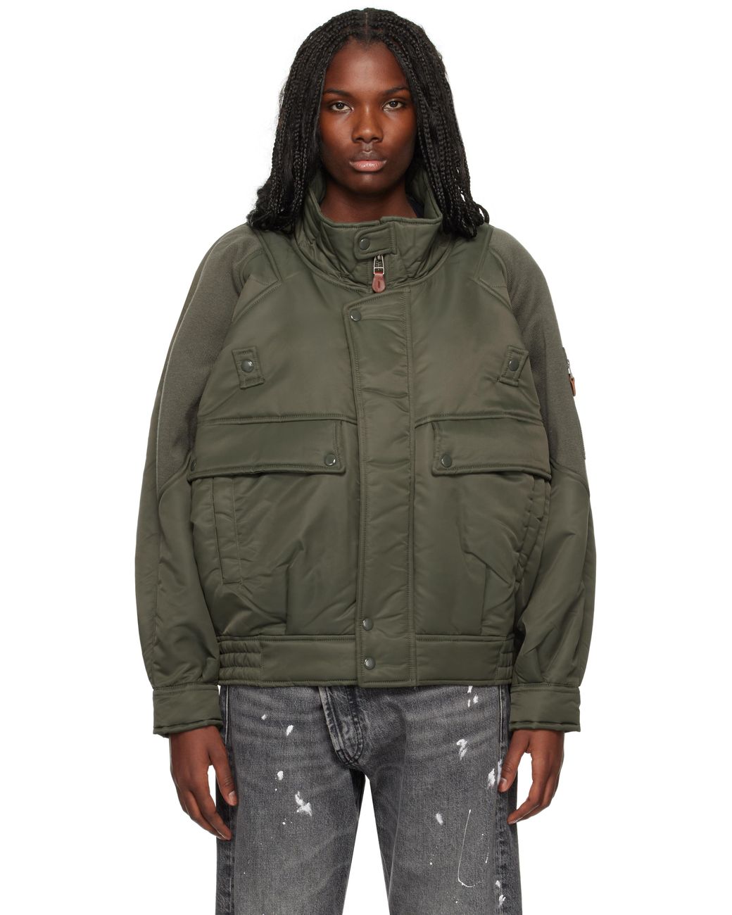 R13 Khaki Ribbed Flight Bomber Jacket | Lyst UK