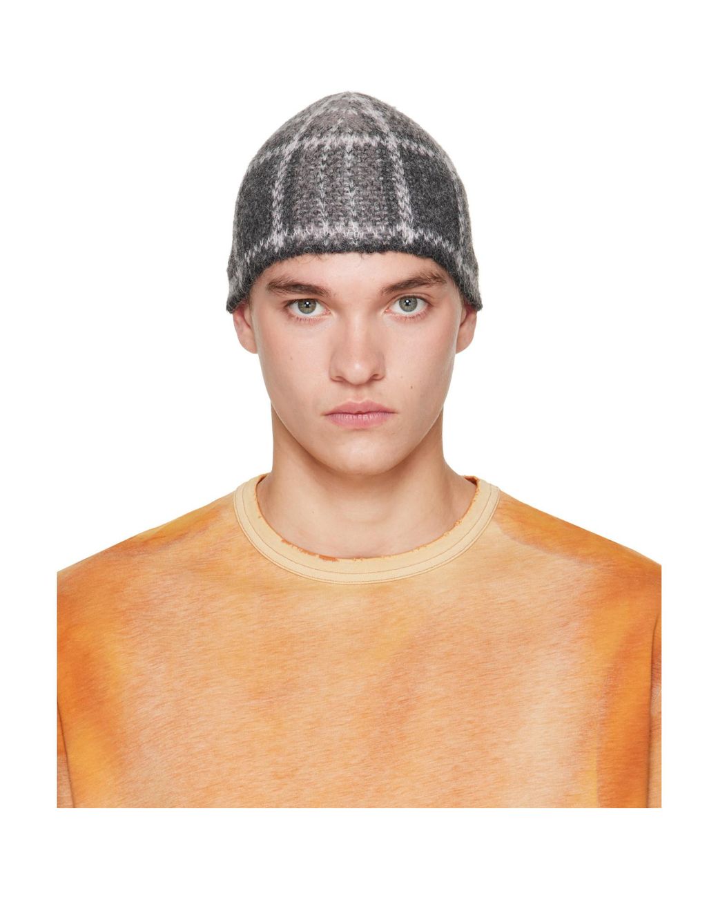 Our Legacy Multicolor Knit Check Beanie for men