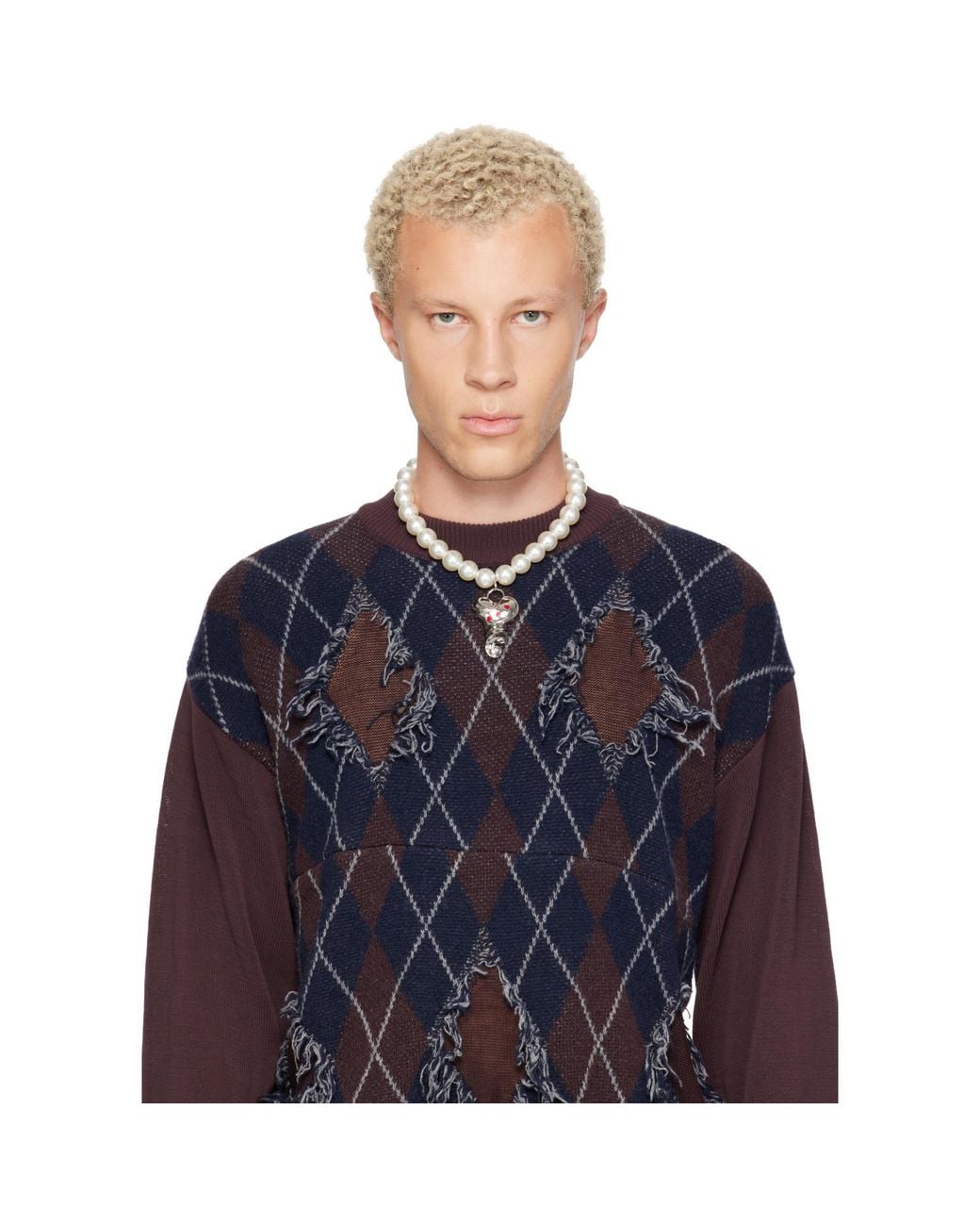 Chopova Lowena Metallic Faux-Pearl Necklace for men