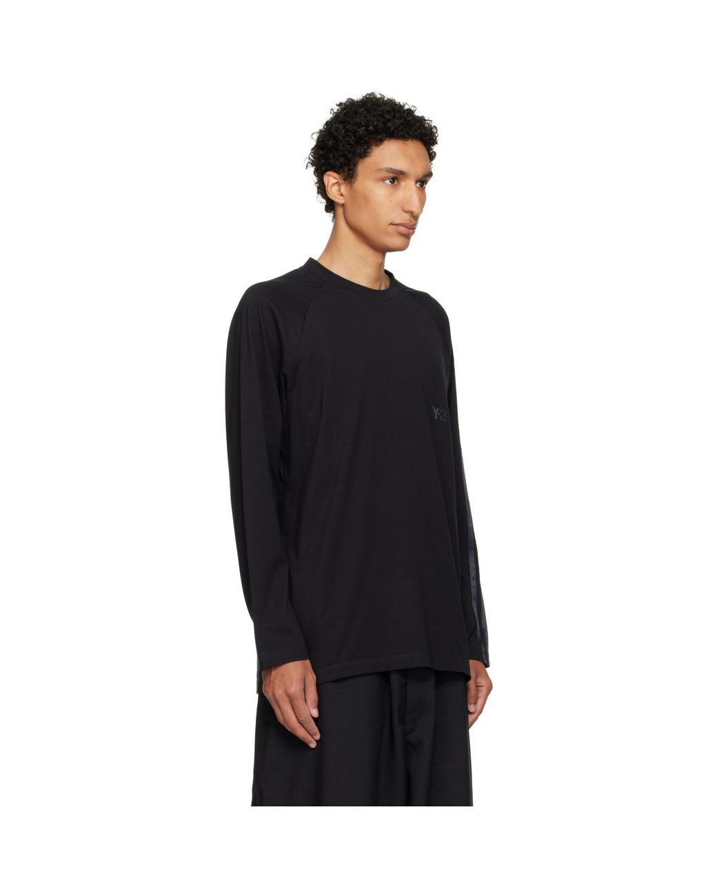Y-3 Black Oversized Gradient Stripes Long Sleeve T-Shirt for men