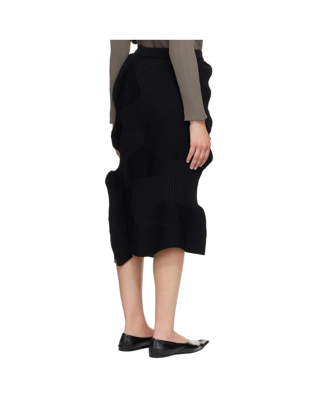 Issey Miyake Black Kone Kone Midi Skirt