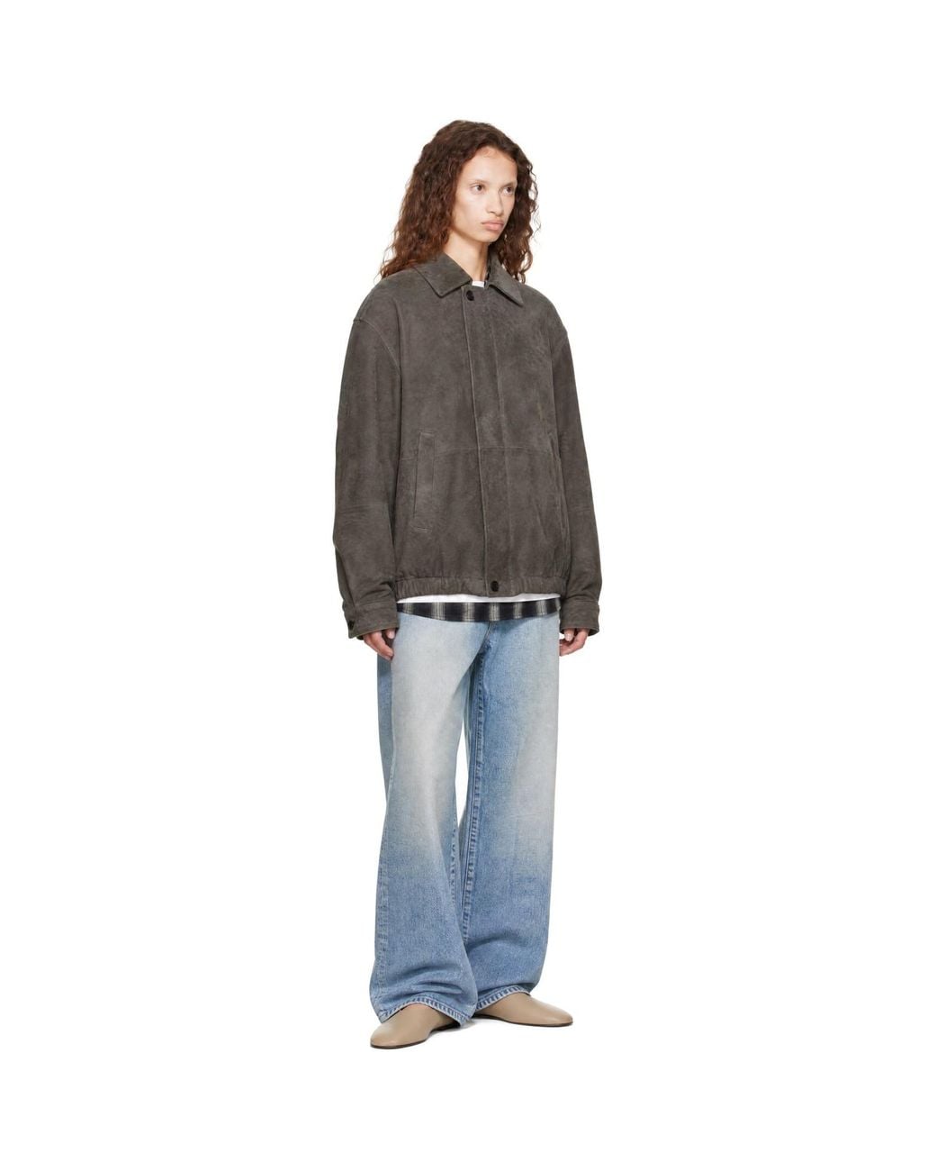 Ssstein Black Goat Suede Zip Jacket