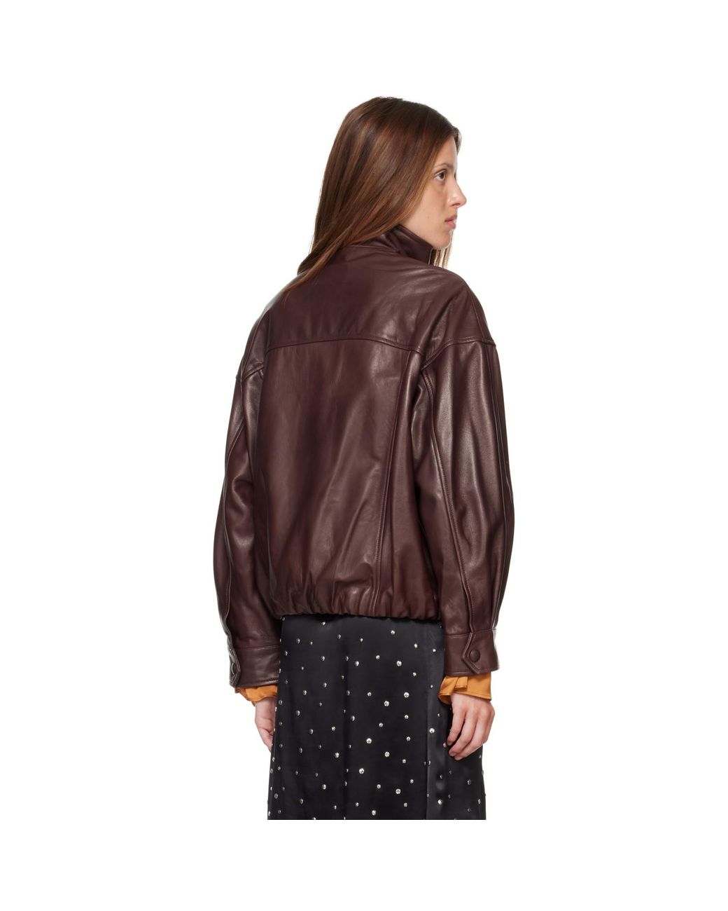 Nour Hammour Brown Roland Leather Bomber Jacket