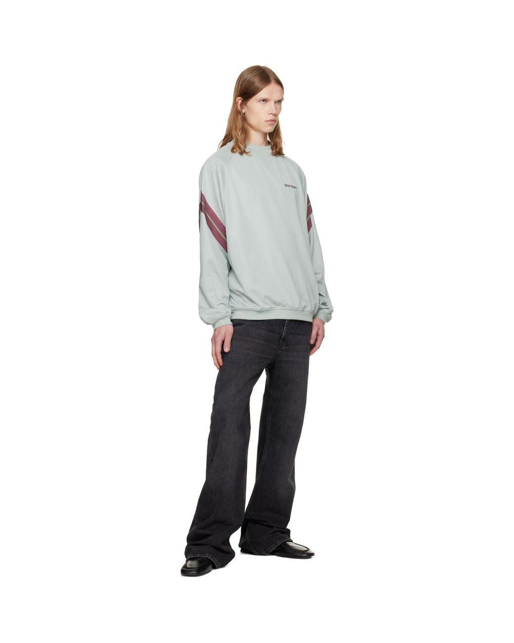 Palm Angels Gray Urban Logo Track Crewneck Sweatshirt for men