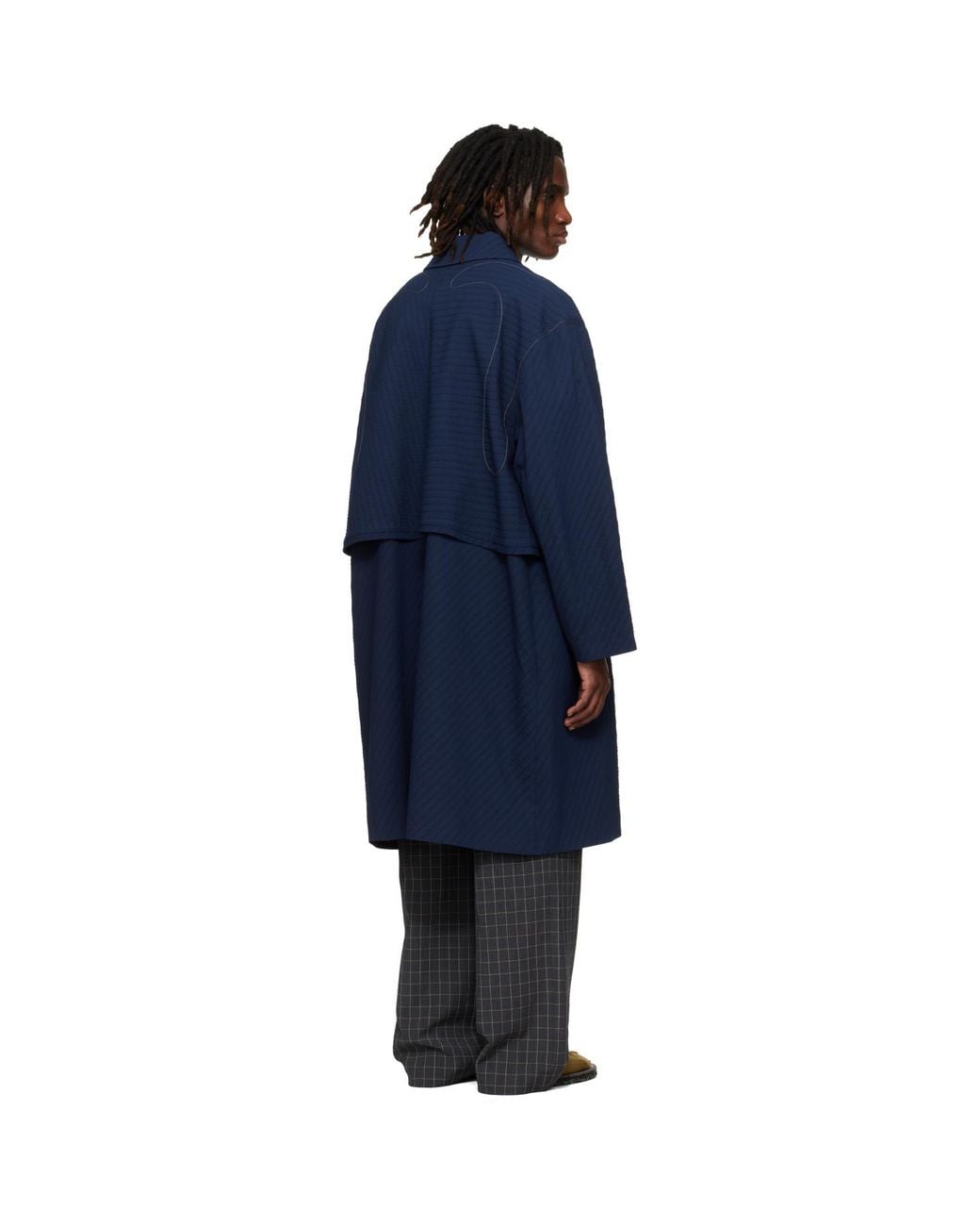 Kiko Kostadinov Blue Euri K-Shoulder Coat for men